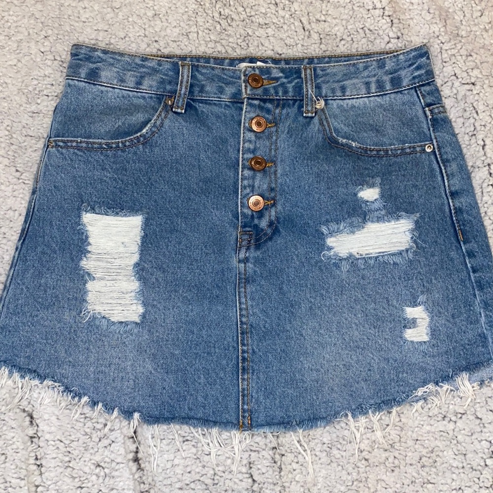 FOREVER 21 denim high waisted button up skirt